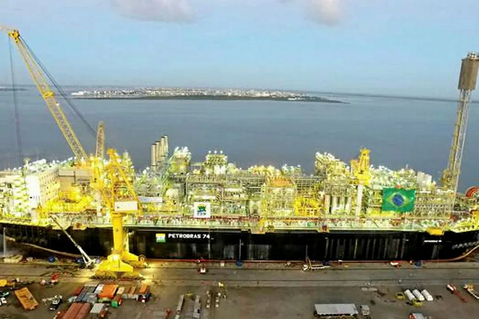 P-74 FPSO before sailing for the Buzios pre-salt field.