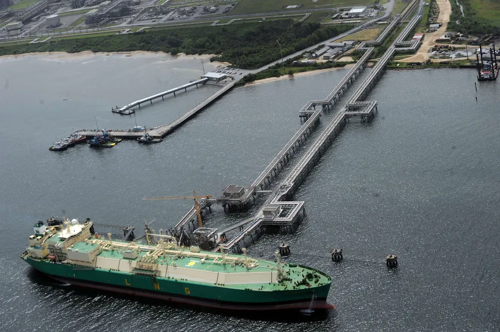 Gas export site: the Nigeria LNG jetty at Bonny Island in the Niger Delta
