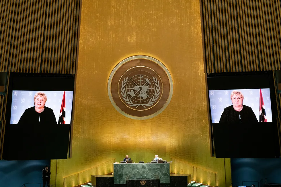 Felles tiltak mot pandemien var sentralt tema under Generalforsamlingen i FN denne uken. Avtroppende statsminister, Erna Solberg, talte onsdag.