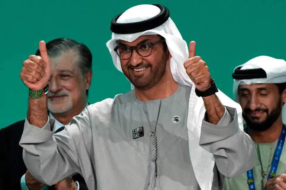 Thumbs up: Adnoc group chief executive Sultan Ahmed Al Jaber.