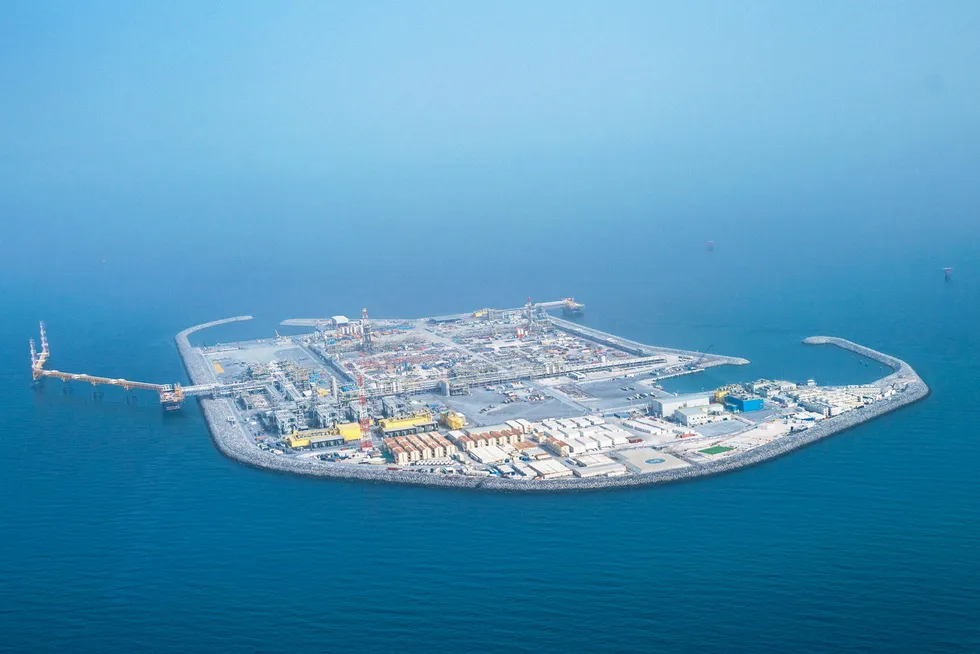 Net-zero ambition: an offshore facility operated by Adnoc on an artificial island.