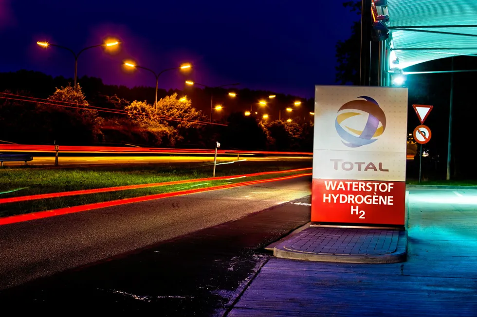 TotalEnergies' first hydrogen filling station, on the E19 highway in Belgium.