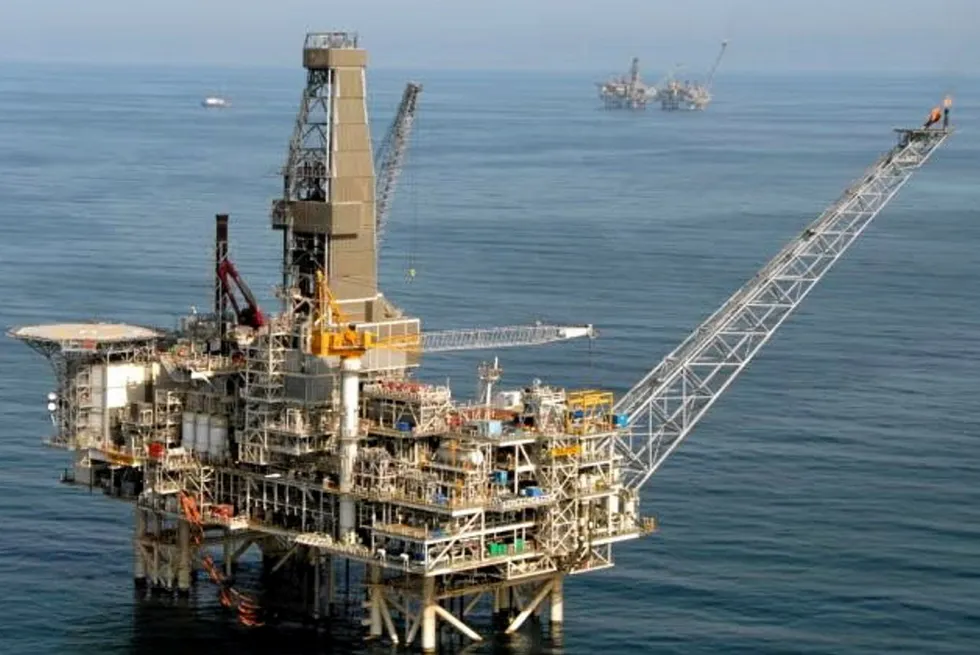 West Azeri offshore production, drilling and quarters platform at the Azeri-Chirag-Gunashli development offshore Azerbaijan.