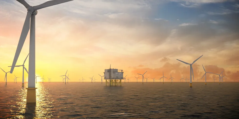 Artistic illustration of the future Dogger Bank offshore wind array