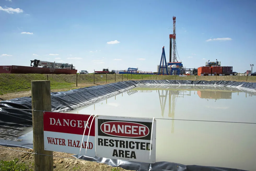 Water leak: a water pit in the Marcellus shale play