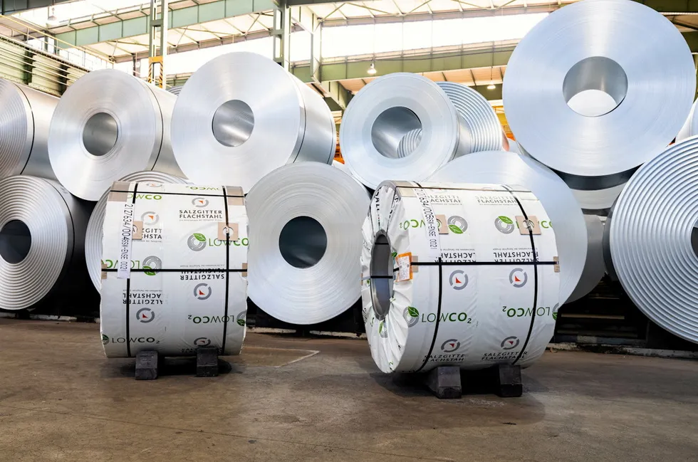 Rolls of low-carbon steel produced at Salzgitter Flachstahl.