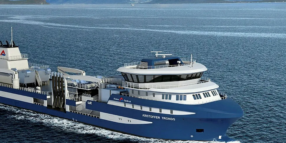 Den nye brønnbåten til Alsaker Fjordbruk skal bygges i Spania og leveres i 2020, og er ett av prosjektene Salt Ship Design jobber med nå.