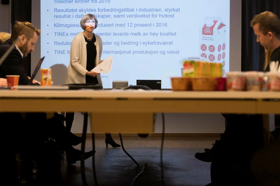 Tine og konsernsjef Hanne Refsholt har varslet Økokrim om mistanker knyttet til flere leverandørrelasjoner. Foto: Fredrik Solstad