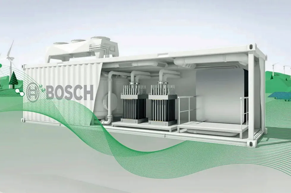 A computer rendering of Bosch's new PEM electrolysers.