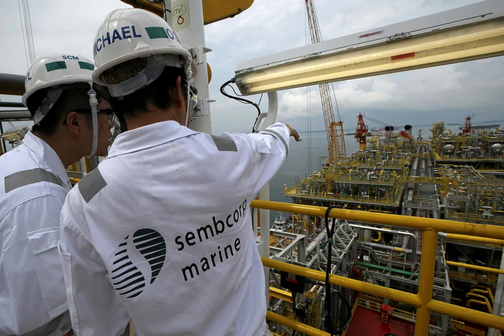 Fabricator: workers at Sembmarine's Jurong Shipyard in Singapore