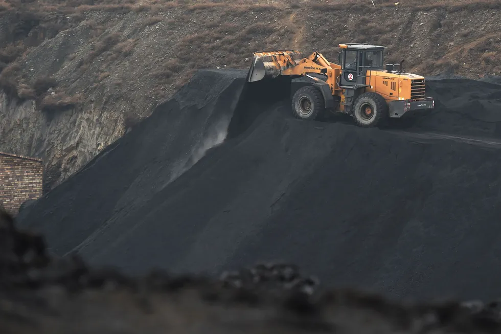 Shifting coal: a front-end loader at a coal mine at Datong in northern China's Shanxi province