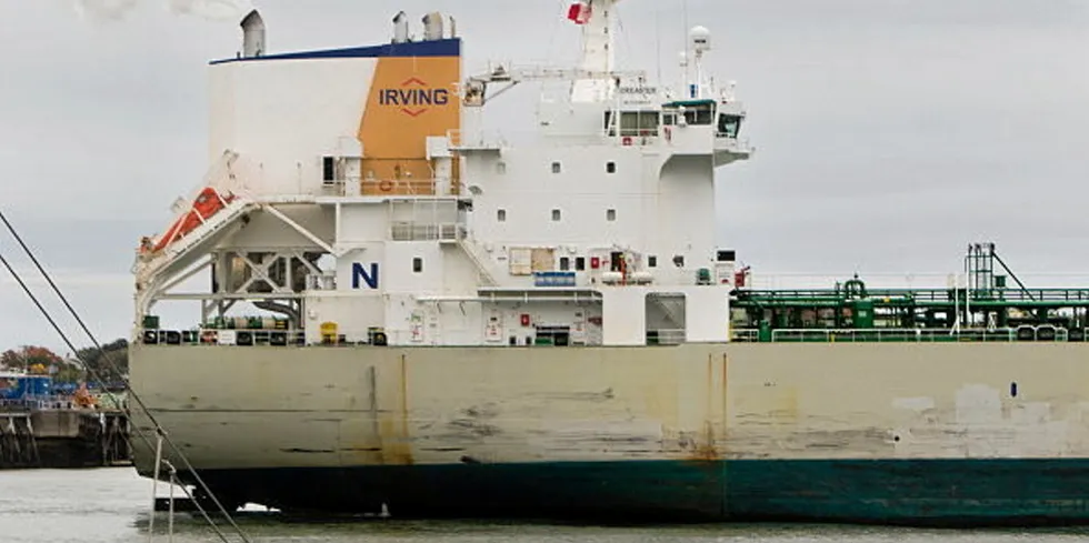An Irving oil tanker pilots into harbour