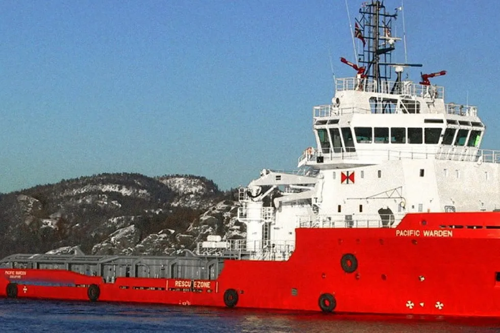 Change of ownership: the large anchor handling supply vessel Pacific Warden will be acquired by Tidewater via its purchase of Swire Pacific Offshore