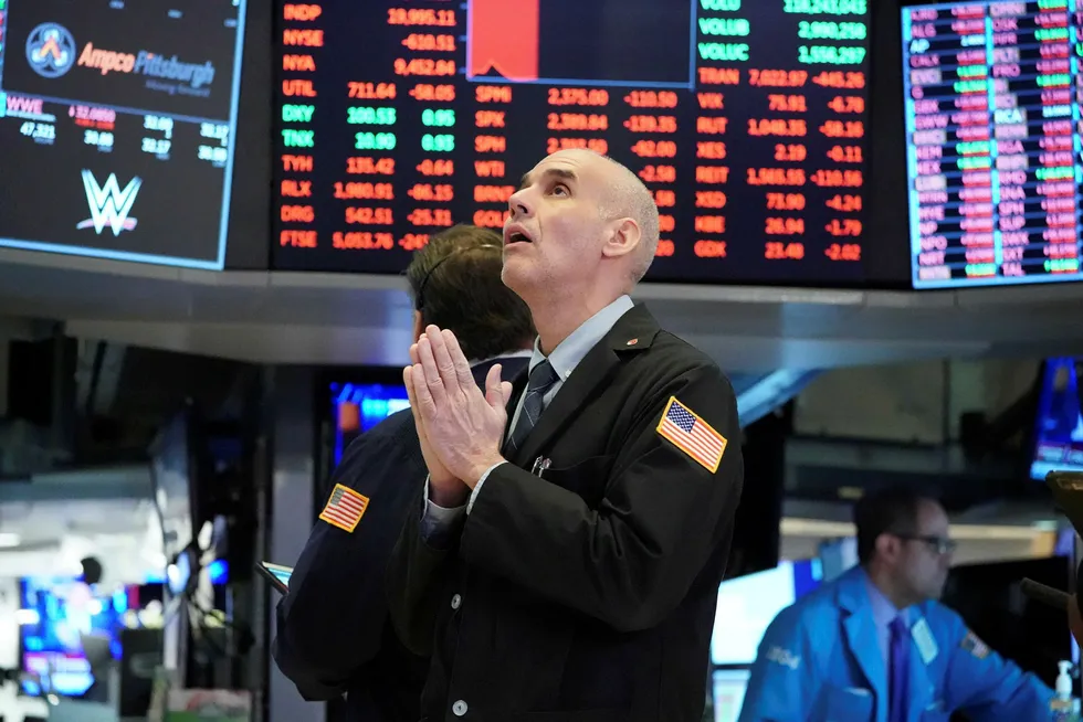 Dow Jones-indeksen her på New York-børsen (Nyse) er på vei mot nye bunnrekorder.