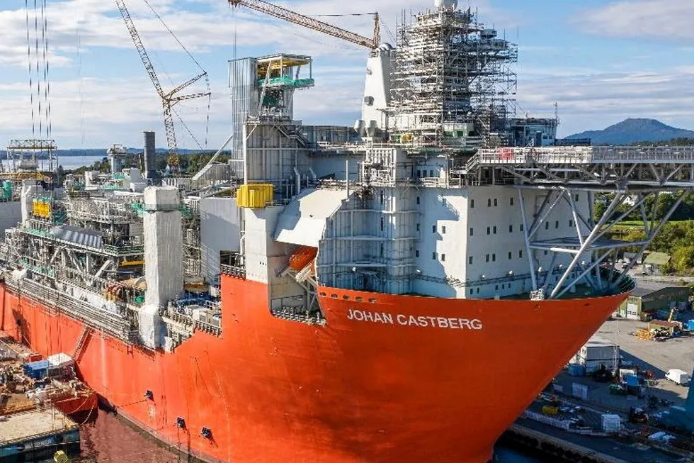 In the spotlight: the Johan Castberg FPSO at Aker Solutions’ yard in Norway