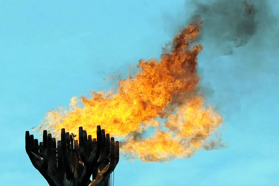 Emissions: gas flaring at a site in the Niger Delta.