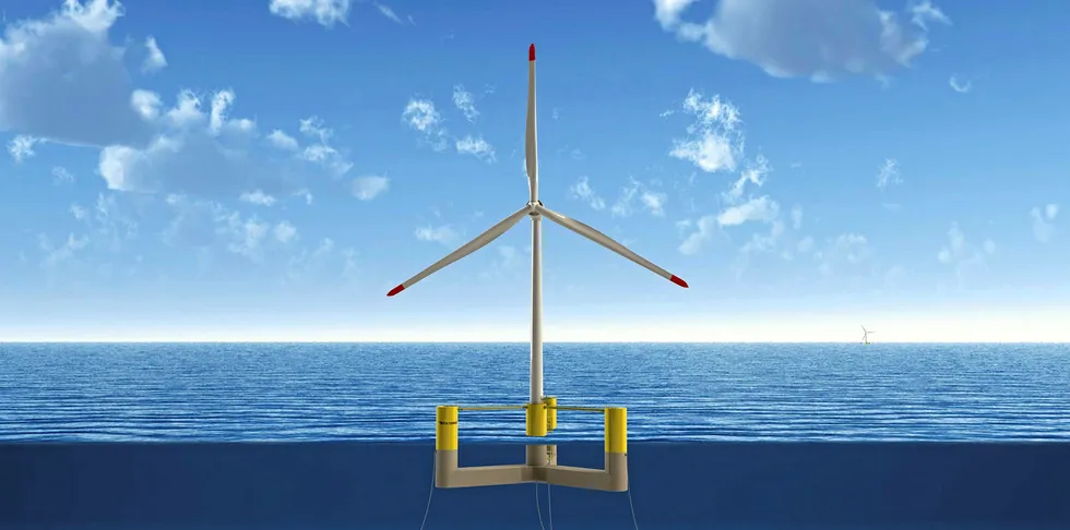 CGI of the Aqua Ventus VolturnUS floating wind turbine concept