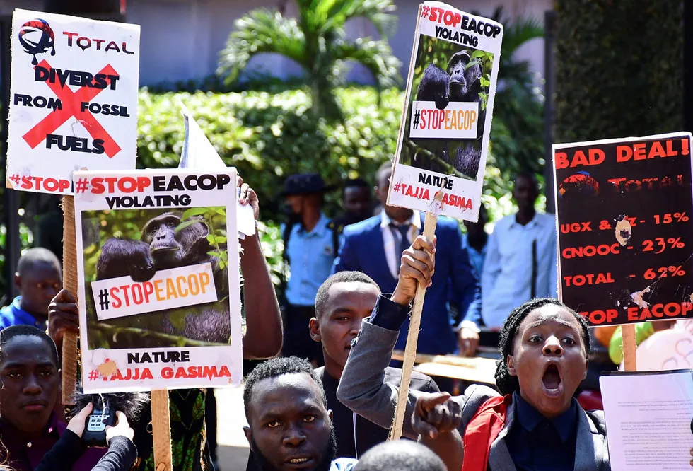 Not wanted: Ugandan activists protested against the East African Crude Oil Pipeline Pipeline in Kampala in October.