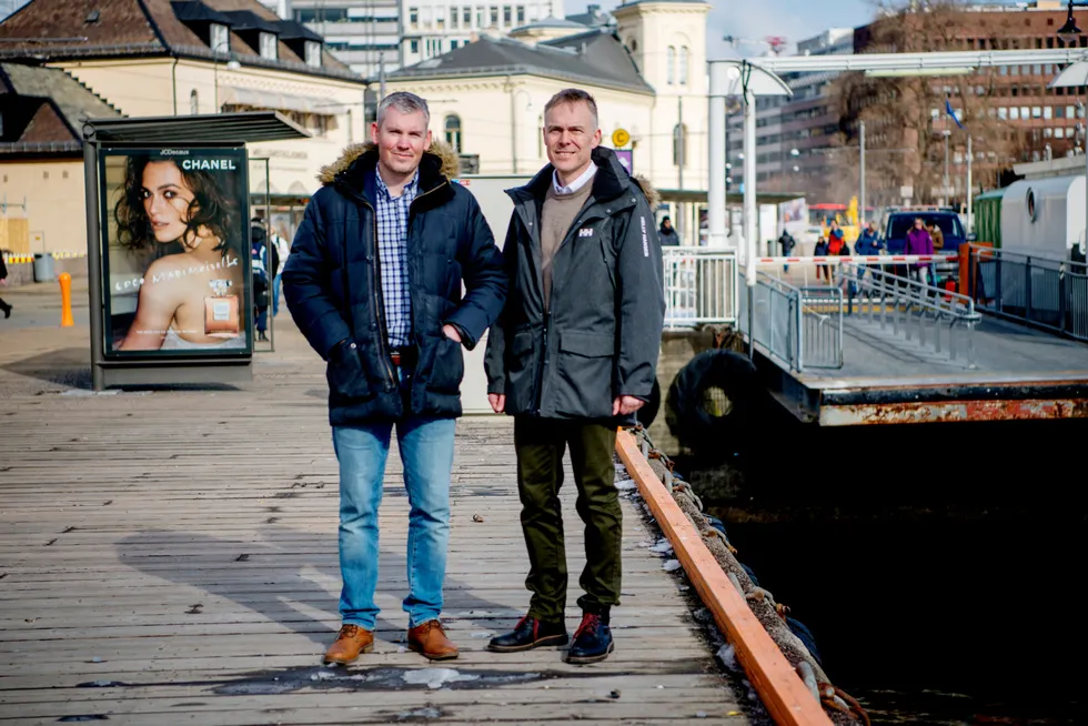 Administrerende direktør Brynjar Ellingsen (til venstre) og teknologidirektør Sigurd Stendal i Fixrate.