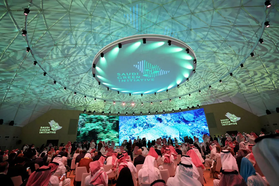 Taking the initiative: attendees gather during the opening ceremony of the recent Saudi Green Initiative forum in Riyadh