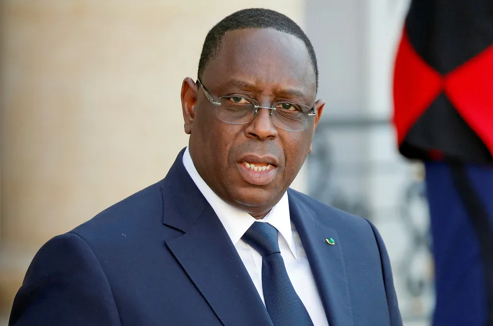FILE PHOTO: Senegal's President Macky Sall leaves after meeting with French President Emmanuel Macron and other state leaders for the 'Christchurch Appeal' against terrorism, at the Elysee Palace in Paris, France, May 15, 2019. REUTERS/Charles Platiau/File Photo