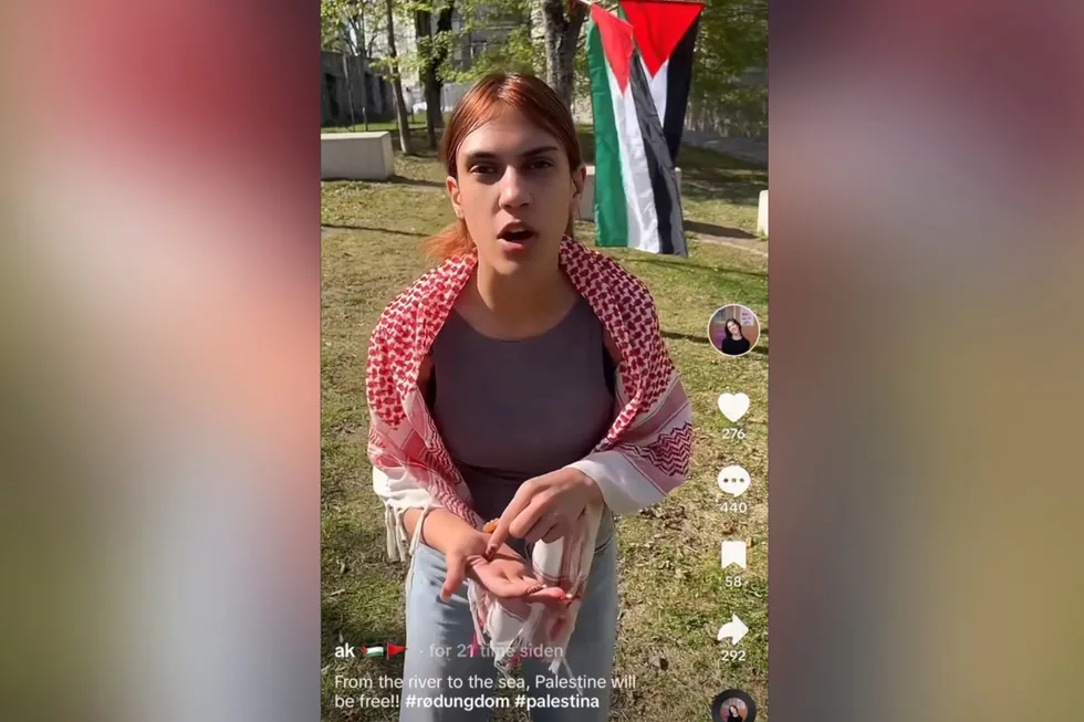 Leder for Rød ungdom Amrit Kaur traff ikke helt, da hun kalte Stoltenber, Støre og Tangen for terrorister i en Tik Tok video.
