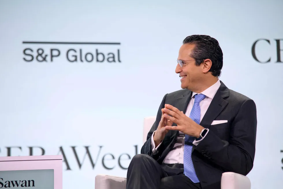 Shell chief executive Wael Sawan speaking at CERAWeek last month.