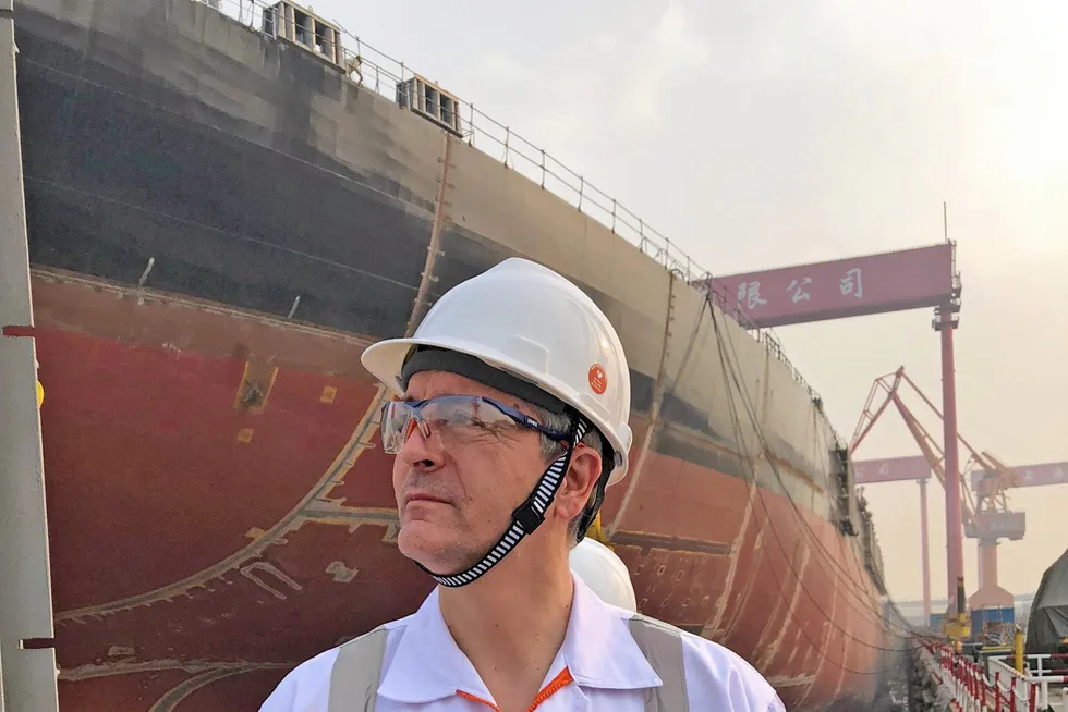 Yard visit: SBM Offshore chief executive Bruno Chabas at Shanghai Waigaoqiao Shipbuilding (SWS) in China.