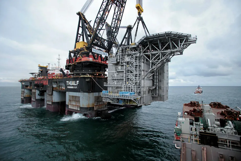 On call: the heavy-lift vessel Thialf in action at the Clair Ridge project