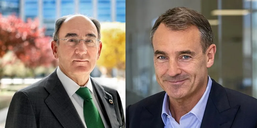 Iberdrola CEO Ignacio Galán, left, and BP boss Bernard Looney.