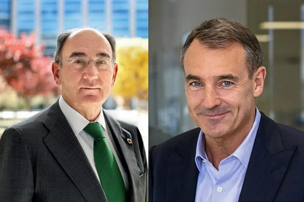 Teamwork: Iberdrola chief executive Ignacio Galan (left) and BP chief executive Bernard Looney