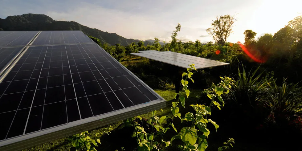 Solar panels near Bali, Indonesia.