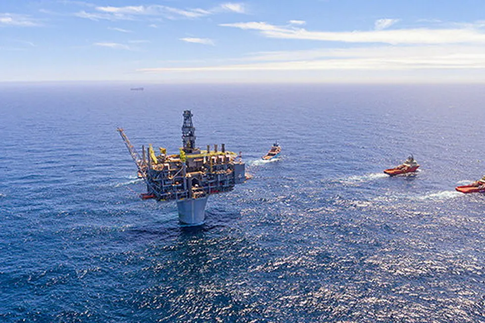 Dropped object: the completed Hebron platform being towed to its location off eastern Canada in 2017