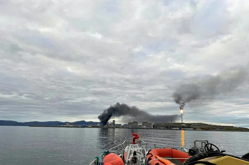 Fire: smoke rises from the blaze at Equinor's Hammerfest LNG plant earlier this week
