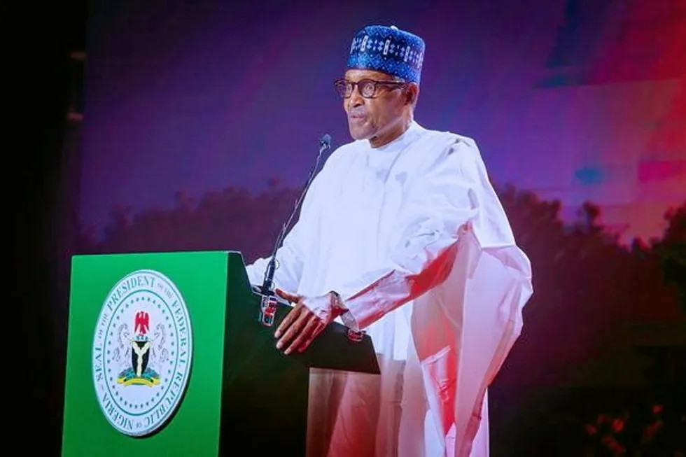 Revival: Nigeria’s President Muhammadu Buhari speaking at the launch of NNPC as a limited company on 19 July
