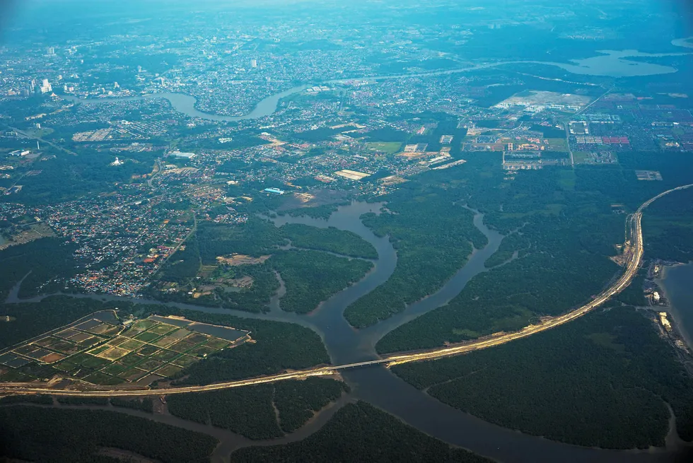 Terms: an aerial view of Kuching, the capital of Malaysia's Sarawak state