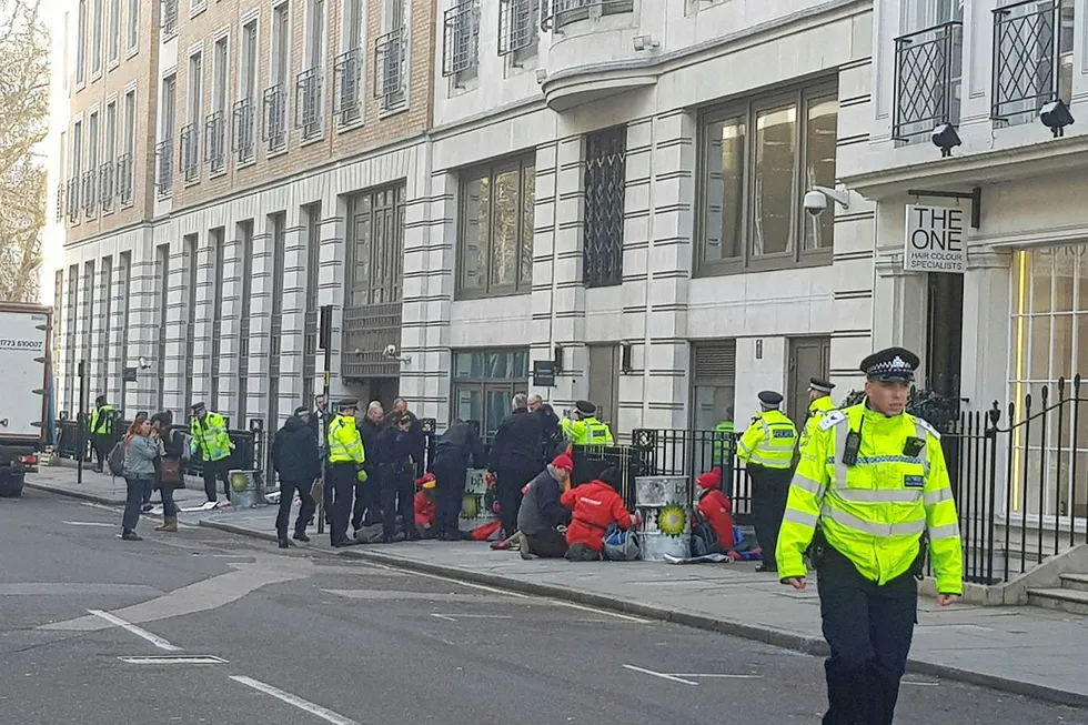 Greenpeace: Protest outside BP offices in London