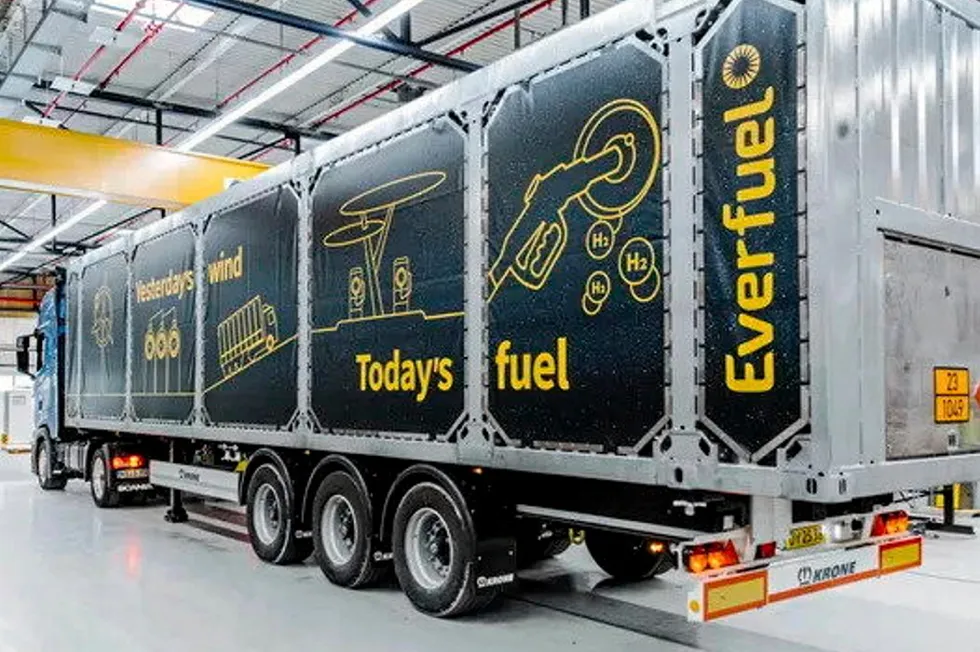 An Everfuel truck trailer produced by Hexagon Purus.