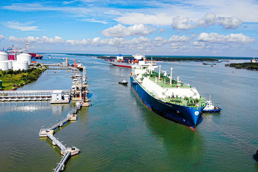 Inaugural call: The LNG carrier Maran Gas Achilles arrives at Thi Vai LNG terminal in Vietnam.