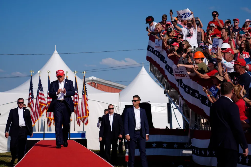 Republican presidential candidate former president Donald Trump arrives for a campaign rally, Saturday, July 13, 2024, in Butler, Pa. (AP Photo/Evan Vucci)