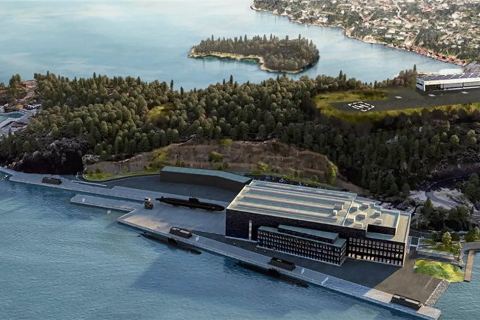 Ubåtkai-illustrasjon på Haakonsvern. Kaianlegget skal bygges av NCC.