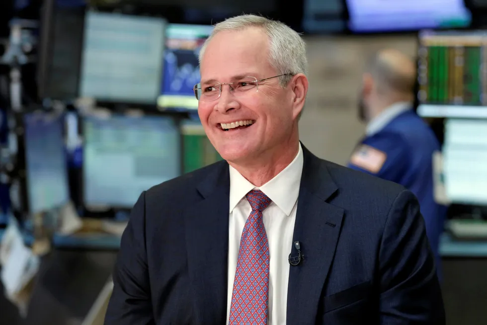 Recovery: ExxonMobil chief executive Darren Woods. The US supermajor has reported a $2.7 billion profit for the first quarter of 2021 and its stock price has jumped from late-October lows.