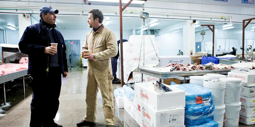 Lakseeksporten til USA går drastisk ned. Her fra New Fulton Fish Market i Bronx, USA.