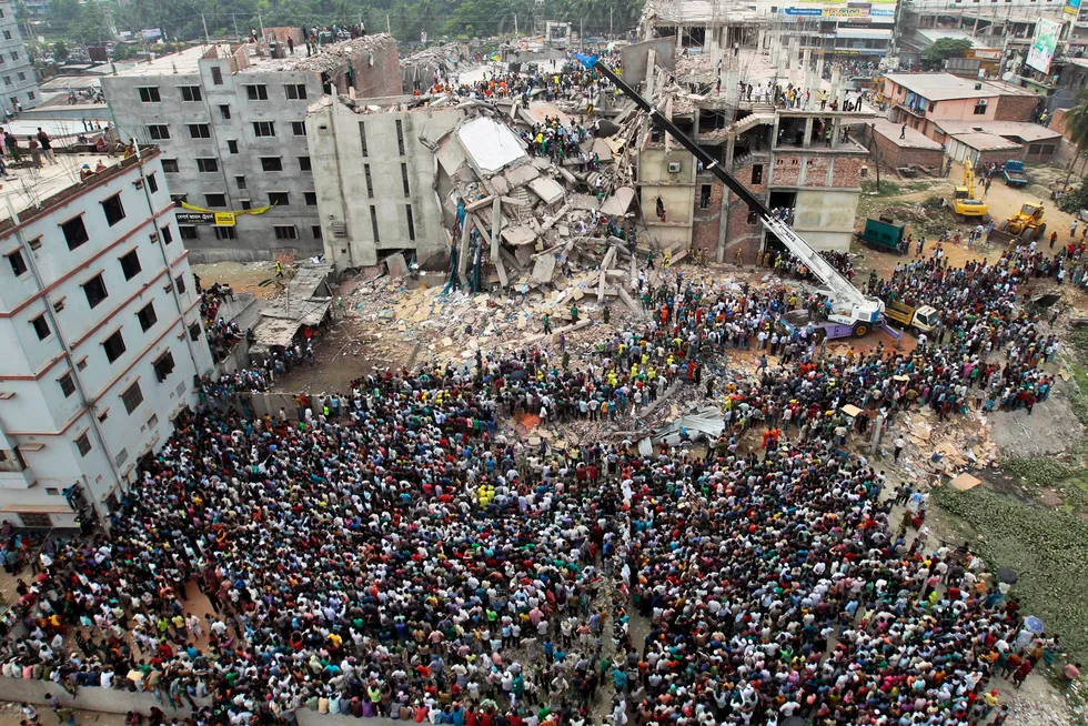 Rana Plaza-tragedien i Bangladesh i 2013. Tusenvis ble drept eller skadet.