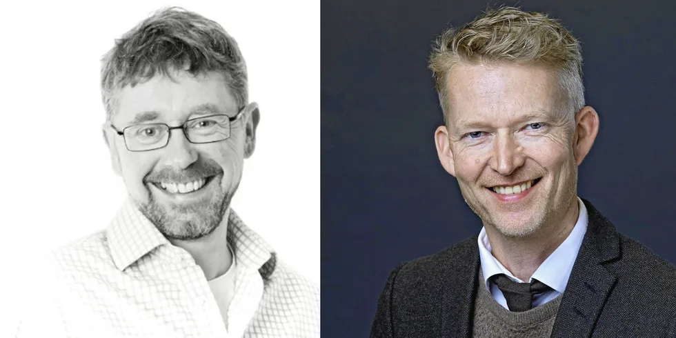 Karstein Hilsen (til v) går av og erstattes av Ronny Brunstad som toppsjef i Vattenfall Norge.