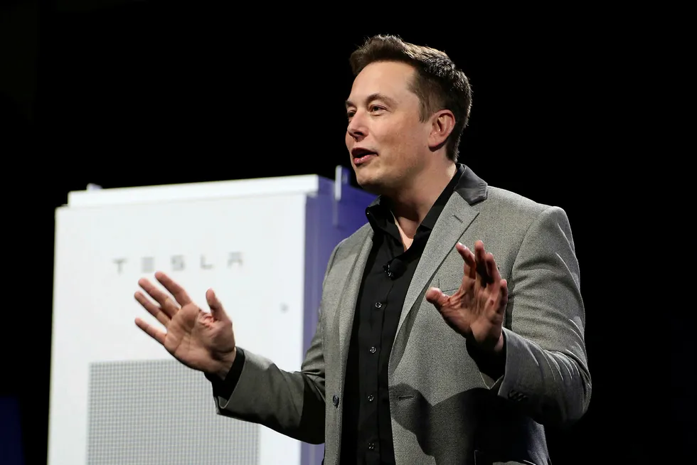 Teslas grunnlegger Elon Musk har lovet å sørge for at South Australia ikke får en ny energikrise de neste månedene. Foto: David McNew/AFP/NTB Scanpix