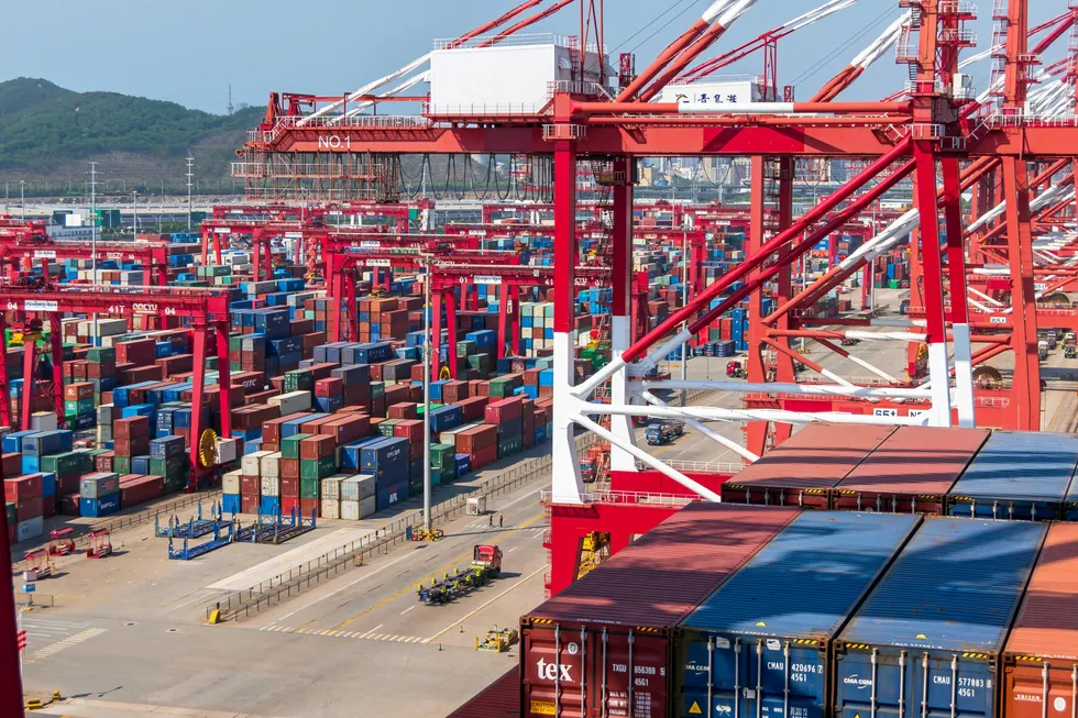 A container terminal at Qingdao Port.