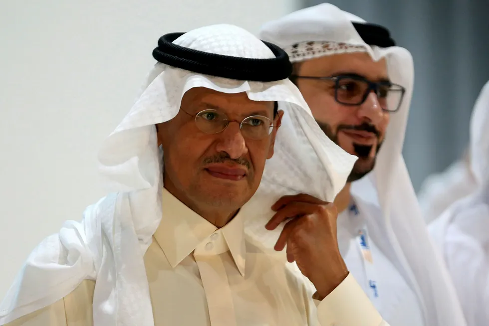 Saudi Arabia: New energy minister, Prince Abdulaziz bin Salman, takes a tour at World Energy Congress in Abu Dhabi