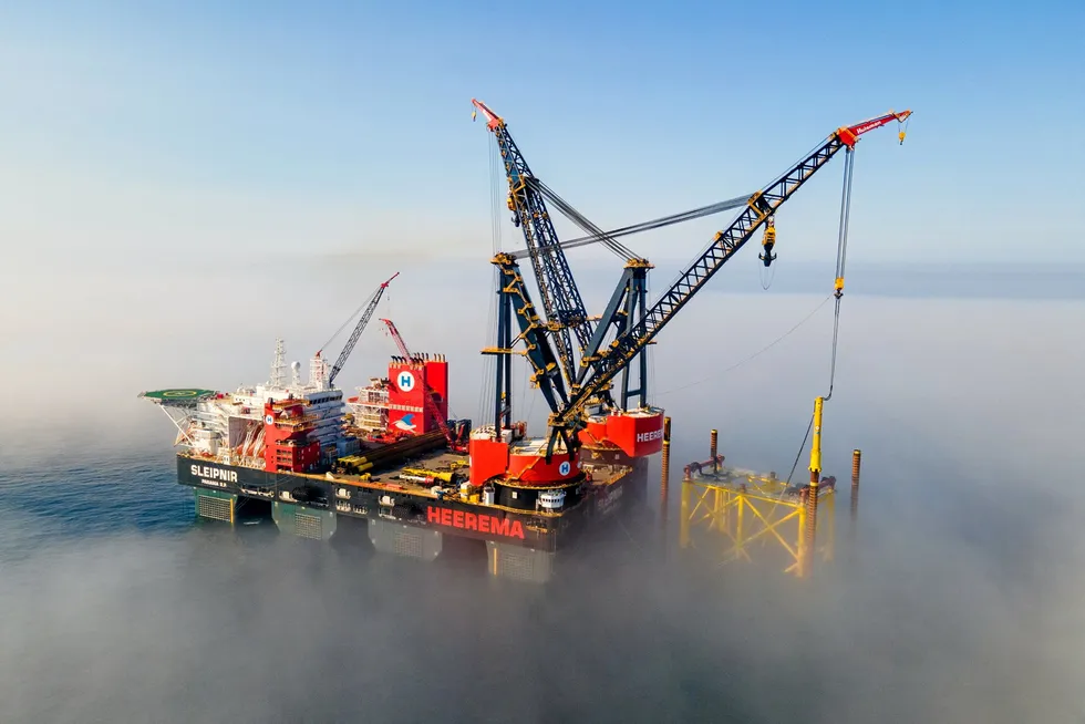 Given a lift: TotalEnergies has been redeveloping the Tyra gas field off Denmark, where new jackets are seen being installed last autumn