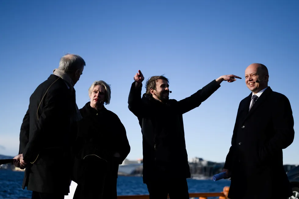 Regjeringen lanserte sin storstilte havvindsatsing på kaikanten i Oslo 9. februar i fjor.